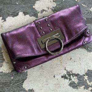 SORIAL NEW YORK funky purple oversized clutch handbag purse designer